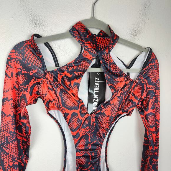 Dolls Kill Trickz n Treatz Ready For It Snake Costume Womens XS Red Jumpsuit NWT - Picture 2 of 10